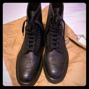 Black, laced Burberry boots